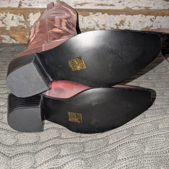 Women's Pink Metallic Cowboy Boots Size 8 - Picture 8 of 8